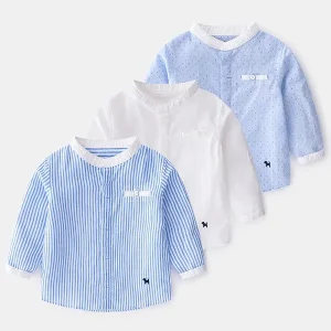 Camisa Manga Larga Lino Blanco/Azul/Sky Blue F.1114 MAYORAL