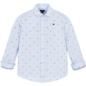 Camisa Manga Larga 15 Celeste F6130