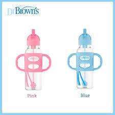 Biberon estandar con popote y asas 8oz Rosa/Azul F.SB81101/SB81102