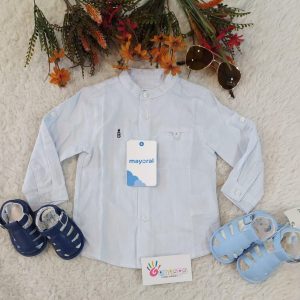 Camisa Cuello Mao Manga Larga Celeste F.1163 MAYORAL